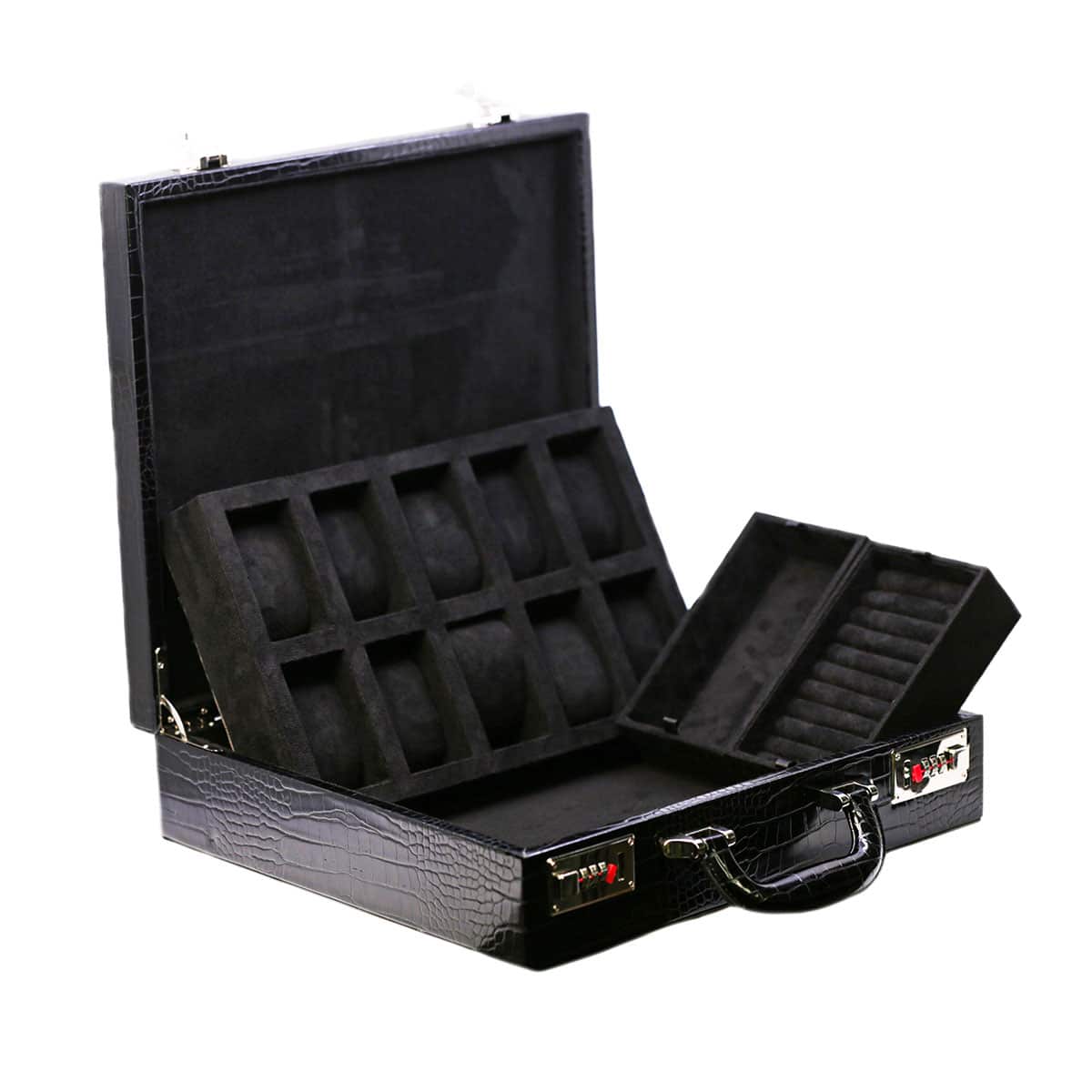 Black Briefcase for 10 Watches and Jewelry