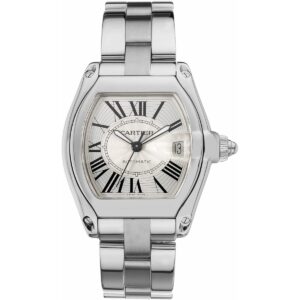 Cartier Roadster W62025V3 Silver Sunray-Effect Dial Steel Bracelet...