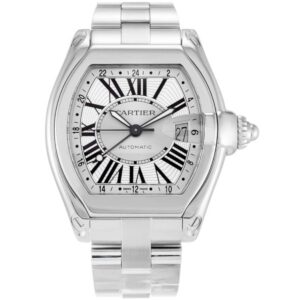 Cartier Roadster W62032X6 Silver Sunray-Effect Dial Steel Bracelet...