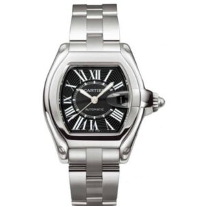 Cartier Roadster W62041V3 Black Sunray-Effect Dial Steel Bracelet...