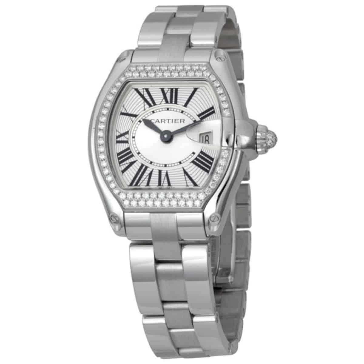 Cartier Roadster WE5002X2 Silver Dial Diamond Bezel White Gold...