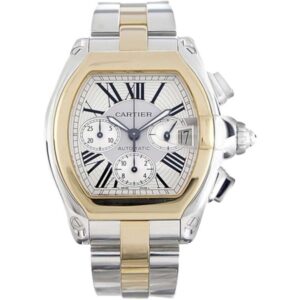Cartier Roadster XL W62027Z1 Silver Sunray-Effect Dial Steel and...