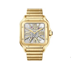 Cartier WHSA0042 Santos de Cartier Yellow Gold Skeleton Dial Large...