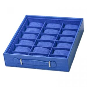 High-End 18-Piece Watch Bright Blue Box/Tray with Top Watch...