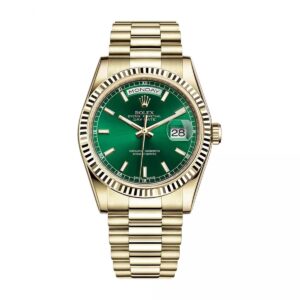 Rolex 118238 Day-Date Green Dial Fluted Bezel Yellow Gold...