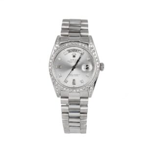 Rolex 18049 Day-Date 36mm Aftermarket Silver Diamond Dial, Lugs...