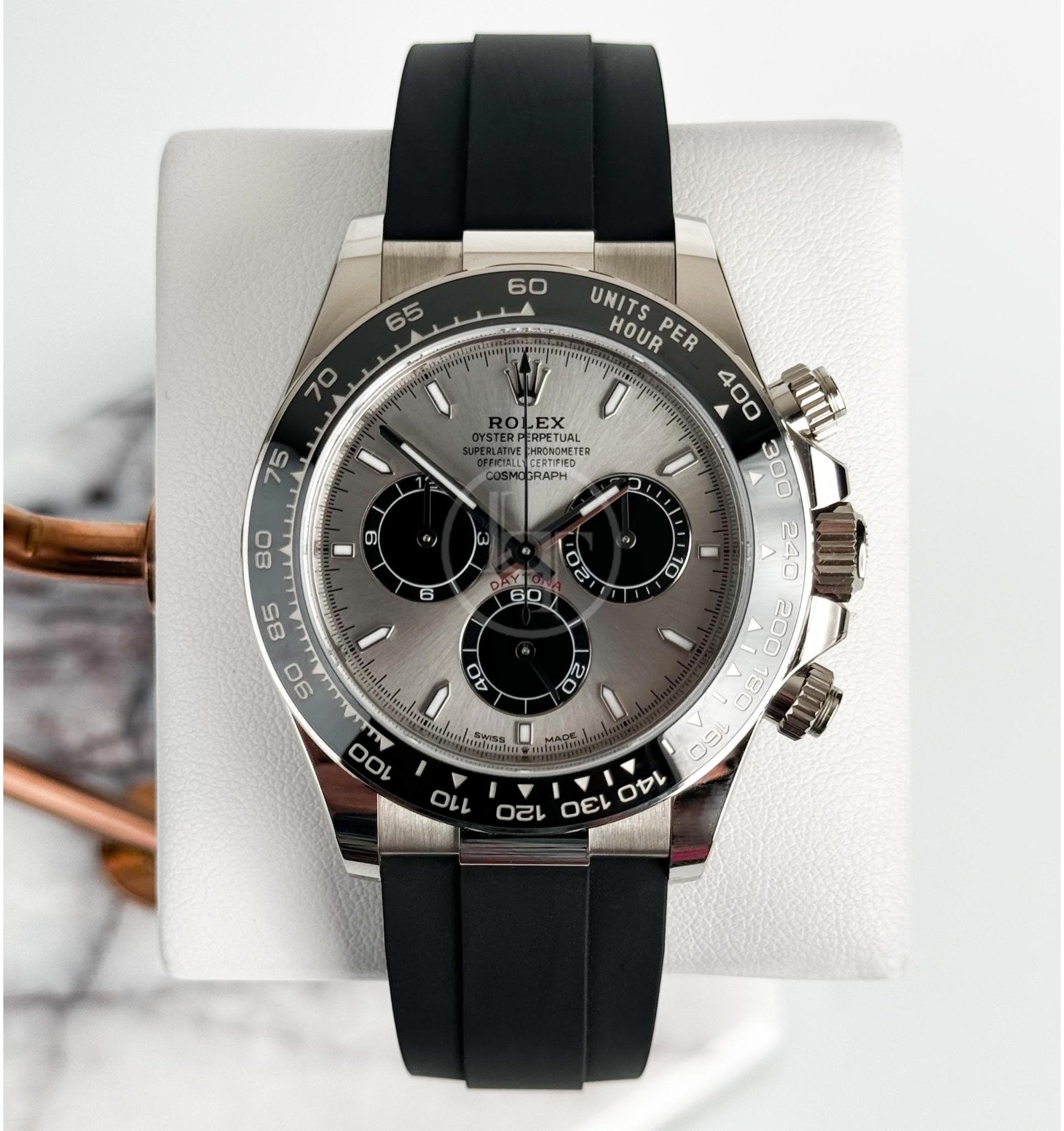 Rolex Cosmograph Daytona 40mm White Gold Grey Steel and Bright Black Oysterflex Bracelet - 126519LN
