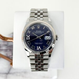Rolex Datejust 36 White Gold/Steel Aubergine Roman & Diamond Dial & Fluted Bezel Jubilee Bracelet 126234
