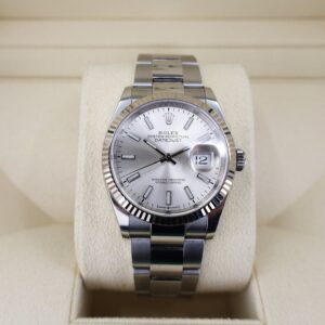 Rolex Datejust 36 White Gold/Steel Silver Index Dial & Fluted Bezel Oyster Bracelet 126234