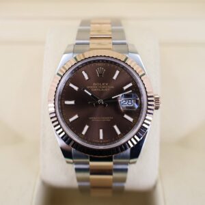Rolex Datejust 41 Rose Gold/Steel Chocolate Index Dial Fluted Bezel Oyster Bracelet 126331 -