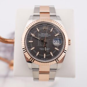 Rolex Datejust 41 Rose Gold/Steel Slate Motif Dial Fluted Bezel Jubilee Bracelet 126331