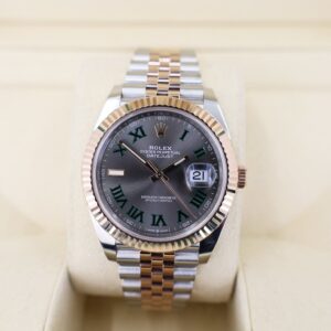 Rolex Datejust 41 Rose Gold/Steel Slate Roman Dial Fluted Bezel Jubilee Bracelet 126331 -