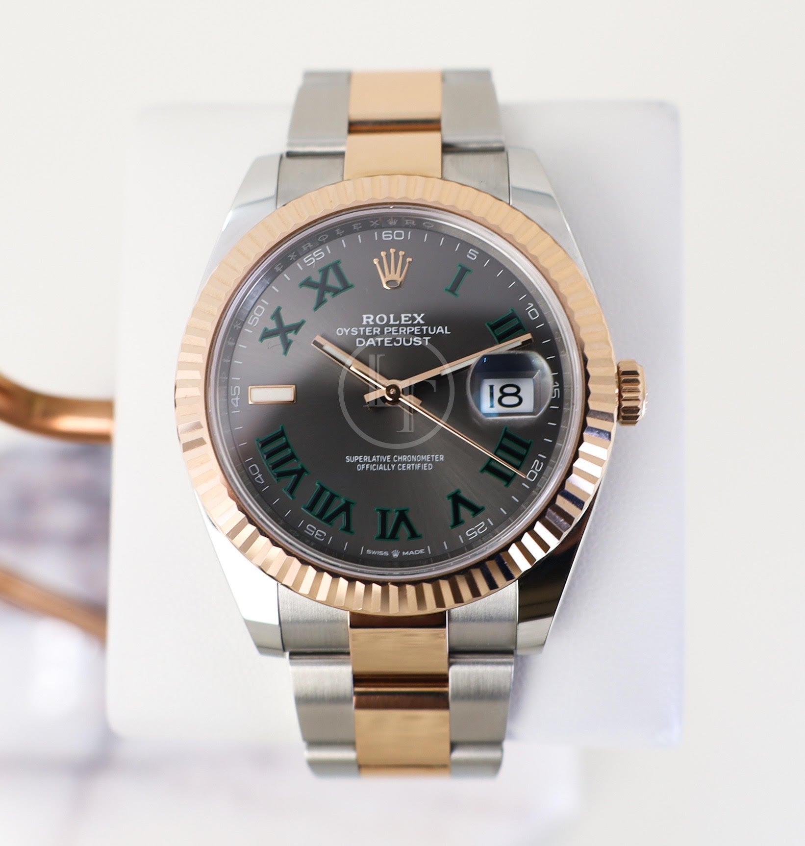 Rolex Datejust 41 Rose Gold/Steel Slate Roman Dial Fluted Bezel Oyster Bracelet 126331 -