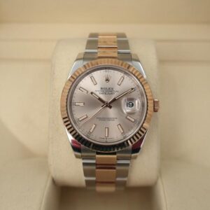 Rolex Datejust 41 Rose Gold/Steel Sundust Index Dial Fluted Bezel Oyster Bracelet 126331 -