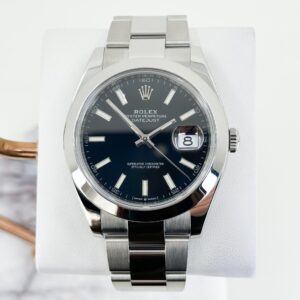 Rolex Datejust 41 Stainless Steel Black Index Dial Smooth Bezel Oyster Bracelet 126300 -