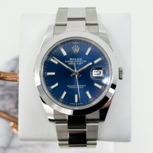 Rolex Datejust 41 Stainless Steel Blue Index Dial Smooth Bezel Oyster Bracelet 126300 -