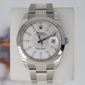 Rolex Datejust 41 Stainless Steel Silver Index Dial Smooth Bezel Oyster Bracelet 126300 -