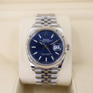 Rolex Datejust 41 White Gold/Steel Blue Index Dial Fluted Bezel Jubilee Bracelet 126334 -