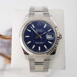 Rolex Datejust 41 White Gold/Steel Blue Index Dial Fluted Bezel Oyster Bracelet 126334 -