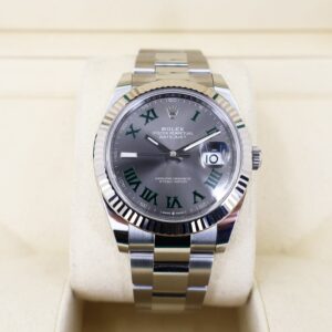 Rolex Datejust 41 White Gold/Steel Slate Roman Dial Fluted Bezel Oyster Bracelet 126334 -