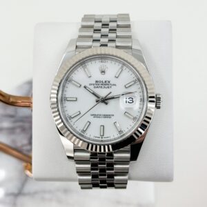 Rolex Datejust 41 White Gold/Steel White Index Dial Fluted Bezel Jubilee Bracelet 126334 -