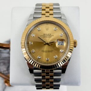 Rolex Datejust 41 Yellow Gold/Steel Champagne Diamond Dial Fluted Bezel Jubilee Bracelet 126333 -