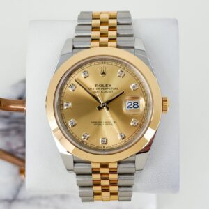 Rolex Datejust 41 Yellow Gold/Steel Champagne Diamond Dial Smooth Bezel Jubilee Bracelet 126303 -