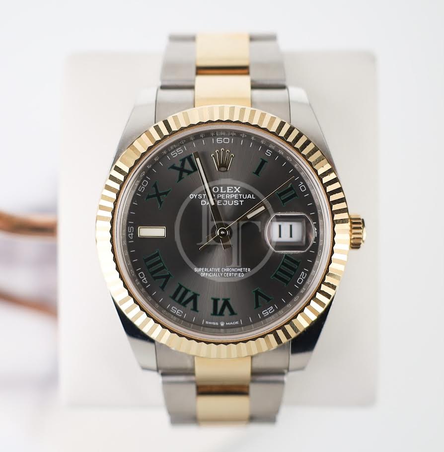 Rolex Datejust 41 Yellow Gold/Steel Slate Roman Dial Fluted Bezel Oyster Bracelet 126333 -