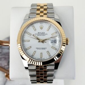 Rolex Datejust 41 Yellow Gold/Steel White Index Dial Fluted Bezel Jubilee Bracelet 126333 -