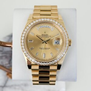 Rolex Day-Date 40 Yellow Gold Champagne Diamond Dial & Diamond Bezel President Bracelet 228348RBR -