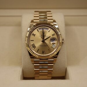 Rolex Day-Date 40 Yellow Gold Champagne Roman Dial & Fluted Bezel President Bracelet 228238 -