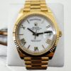 Rolex Day-Date 40 Yellow Gold White Roman Dial & Fluted Bezel President Bracelet 228238 -