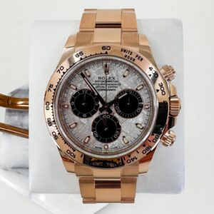 Rolex Daytona Rose Gold Meteorite and Black Subdials Dial Index Dial Gold Bezel Oyster Bracelet 116505
