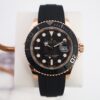 Rolex Everose Gold Yacht-Master 40 Watch - Black Dial - Oysterflex Strap - 126655 bk