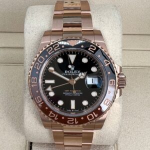 Rolex GMT Master II Rose Gold Black Dial Brown/Black Ceramic Bezel Oyster Bracelet 126715CHNR