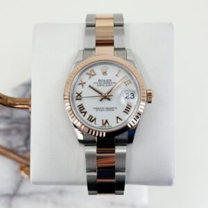 Rolex Lady-Datejust 31 Rose Gold/Steel White Roman Dial & Fluted Bezel Oyster Bracelet 278271