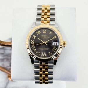 Rolex Lady-Datejust 31 Yellow Gold/Steel Dark Grey Roman Diamond VI Dial & Fluted Bezel Jubilee Bracelet 278273