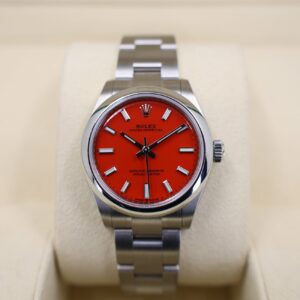 Rolex Oyster Perpetual 31 Watch - Domed Bezel - Coral Red Index Dial - Oyster Bracelet - 2020 Release - 277200 reio